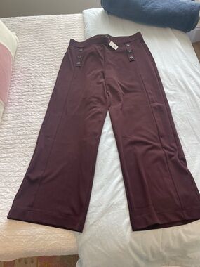 NWT Loft Wide-Leg High-Rise Pants in Deep Wine